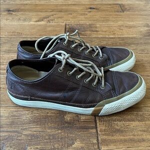 Frye Greene Low Lace Sneakers Dark Brown Leather Mens Size 9